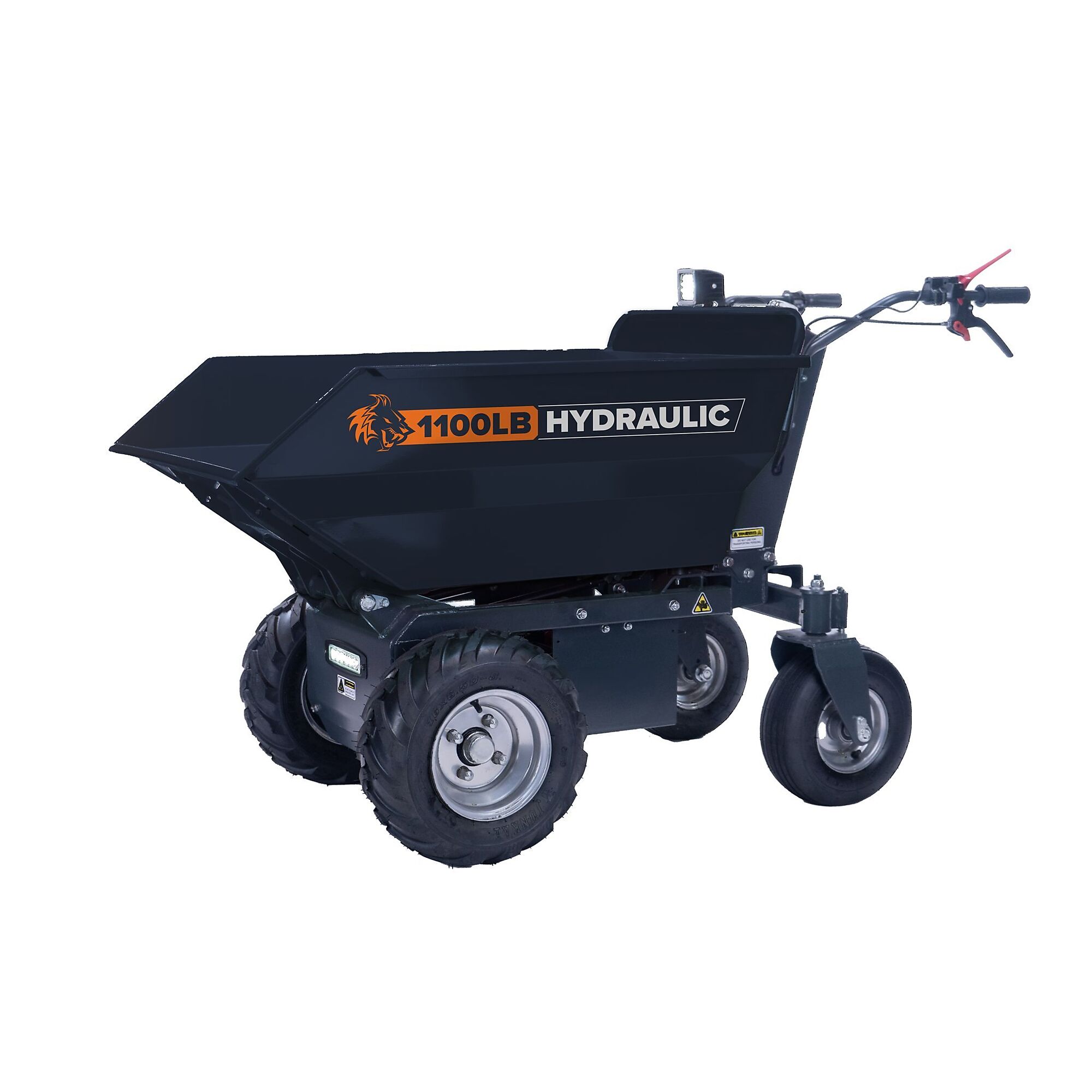DK2 Power Self-Drive Electric Dump Cart — 1100 lb Capacity, 8.34 Cu. Ft., 12V 32Ah Battery, Model# OPD812